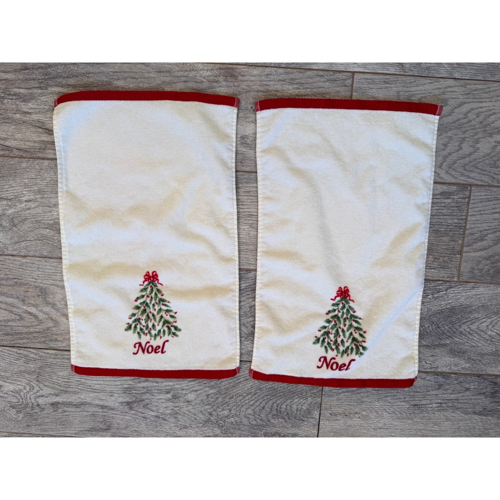 Lenox Set‎ of 2 Hand Towels Christmas Tree Noel Holiday Tea Bath Towel Fingertip